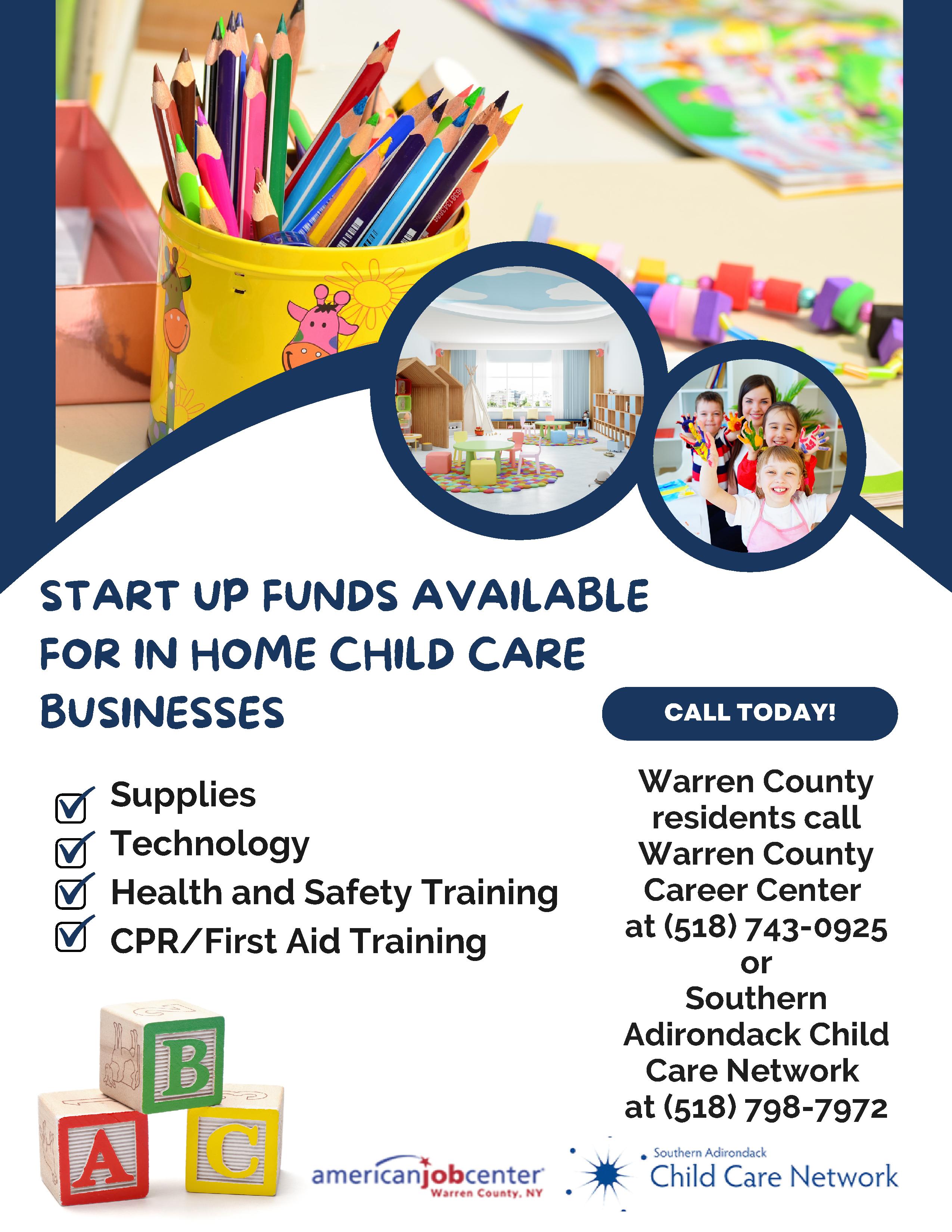 Funding available to start homebased child care business Warren County